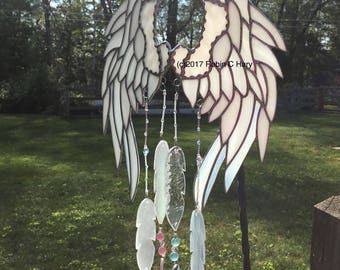 Angelic Feathers Wind Chimes in Glass Stained Glass