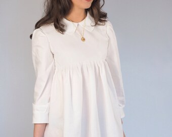 Ivory Peter Pan Collar Baby Doll 60s Dress