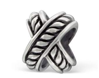 Oxidised Sterling Silver Cross Bead