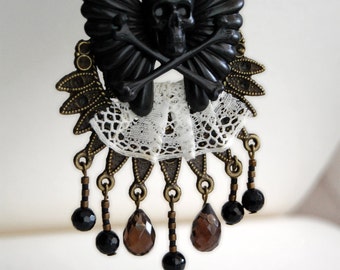 necklace - NOSTALGIA - gothic, victorian, assemblage, chestpiece, dark romance, mourning