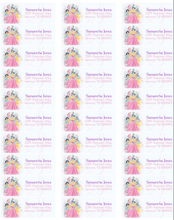 Free printable disney princess labels