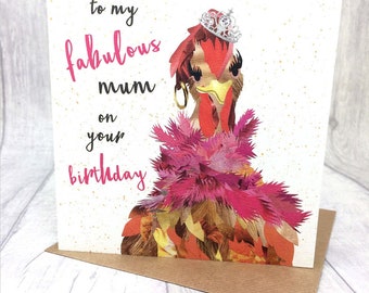 Fabulous Mum, Birthday Mum, Princess Card, Quirky Card, Blank