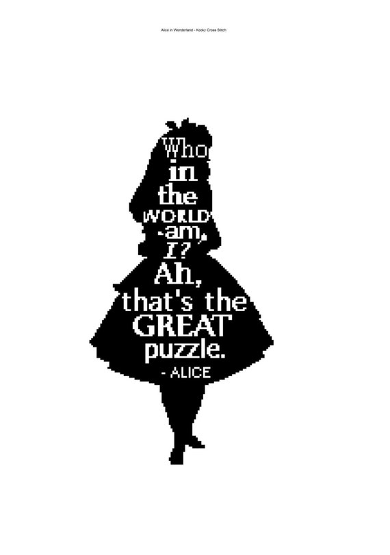 Download Alice in Wonderland Silhouette Cross Stitch with quote PDF