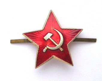 USSR Red Military Star, Hat badge, Hammer and Sickle, Vintage metal collectible badge, Soviet Vintage Pin, Made in USSR