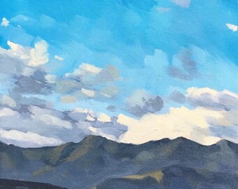 California Oil Painting - 10x20 - Carpinteria Landscape painting Evening Clouds by Sharon Schock