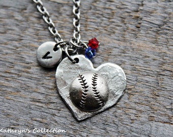 Baseball Necklace, Softball Necklace, Baseball MOM, Softball MOM, Sports Team Jewelry, Baseball Softball Coach, Your Team Colors