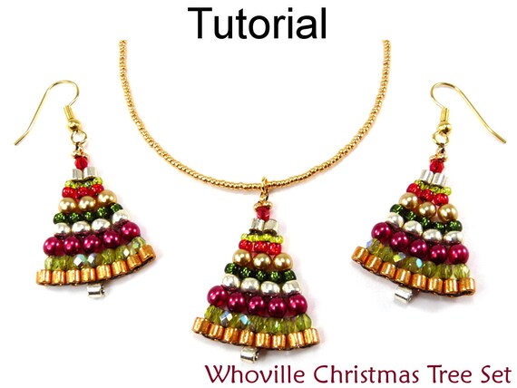 beading patterns beaded christmas tree earrings and necklace beading patterns beaded christmas tree earrings and necklace