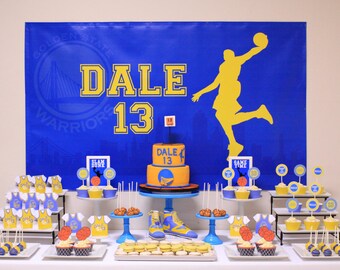 Golden State Warriors Basketball Themed Backdrop- .JPEG File via Email Delivery - You Print Your Own