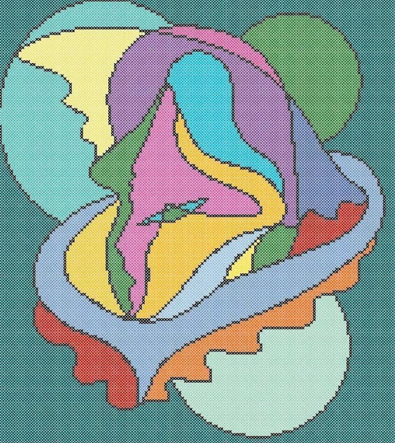 Items similar to Abstract Curves Counted Cross Stitch pattern PDF HARD
