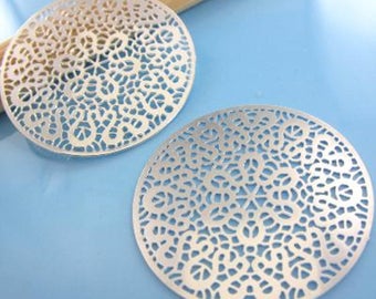 Silver 30mm set of 2 stylized rose # 182 prints