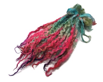 1oz Premium Hand picked Teeswater wool locks, 12"-14", Extreme locks for tailspinning and felting (16E)