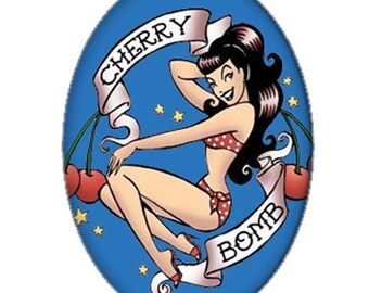 30x20mm, pinup, cherry bomb style tattoo