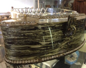 Rare Vintage Lucite Purse With Rhinestones By Patricia Of Miami