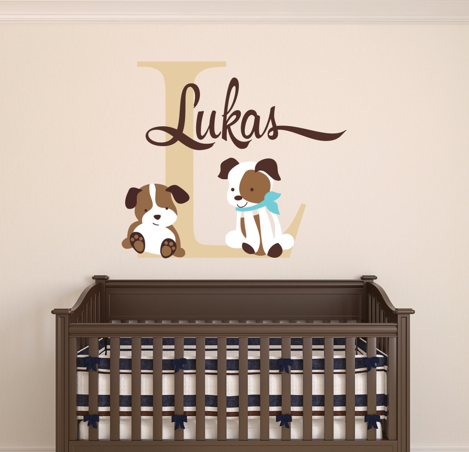 Custom Name Wall Decal Puppies Wall Decal Nursery Dog Wall