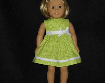 Green Floral American Girl 18" Doll Dress Handmade