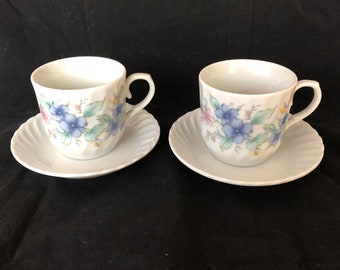 Set of Two Demitasse Coffee Cups and Saucers Made in Japan