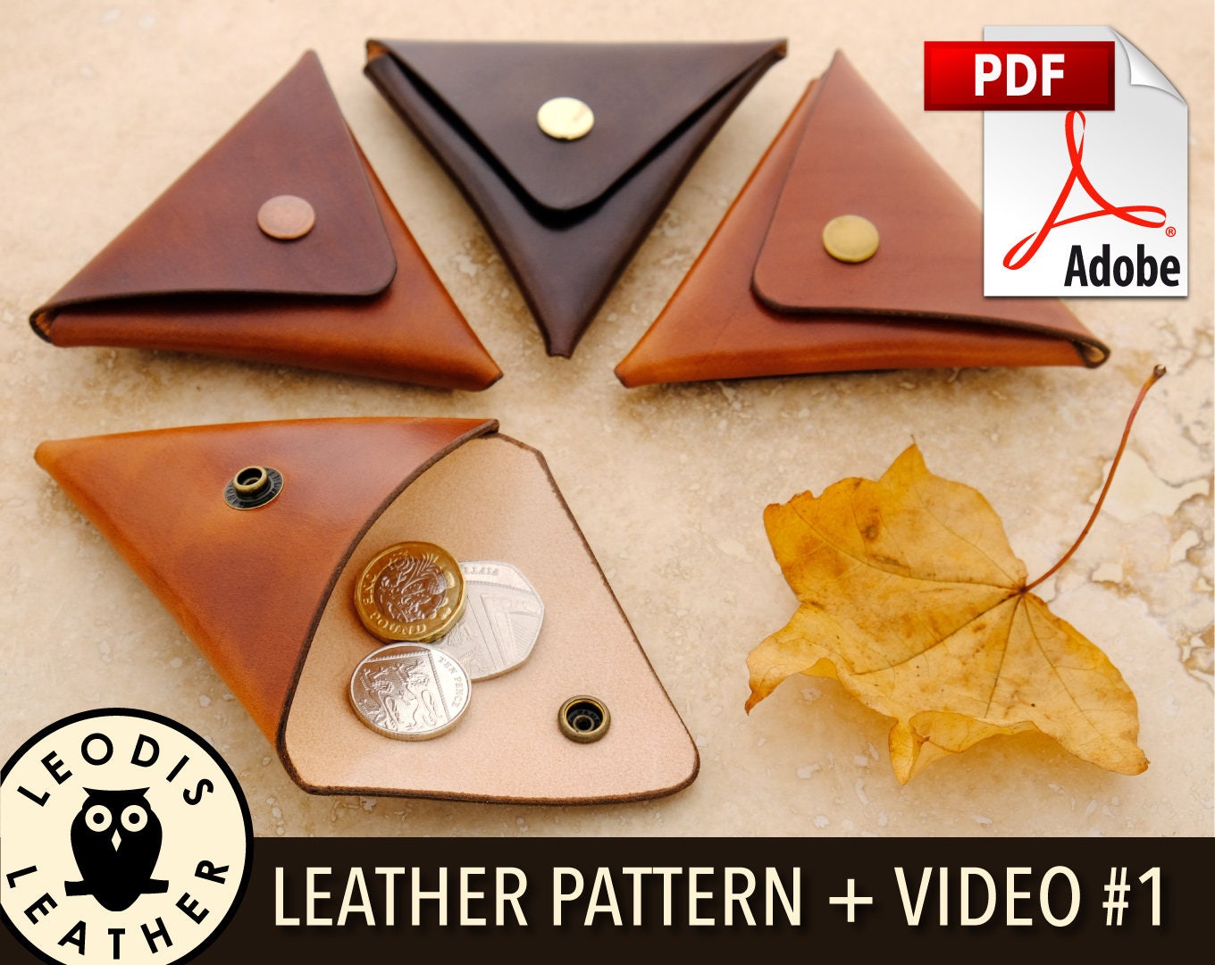 Build Along Leather Pattern 1: Triangular Coin Pouch