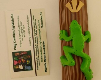 Tree Frog on Wood Mezuzah Case
