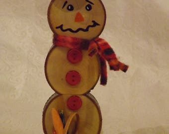 Picnic Wood Slice Snowman Christmas Decoration