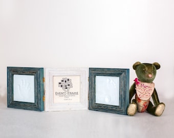 Baby Handprint and Footprint Frame Kit, Baby Shower Party Gift, 3 Piece Square Picture Frame Set, Baby Clay Hand or Foot Print Kit