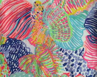 roar of the seas dobby cotton fabric square 17"x17" ~ lilly summer 2016 ~ lilly pulitzer