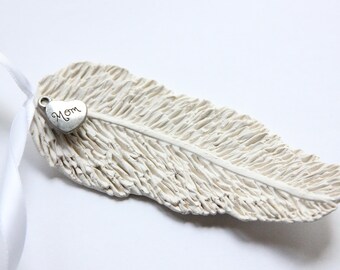 Clay Feather Memorial Ornament, Sympathy Gift, Condolence Gift, Memorial Gift, Gift for Loss, Loss Of Loved One, Angel Feather, 3 pack