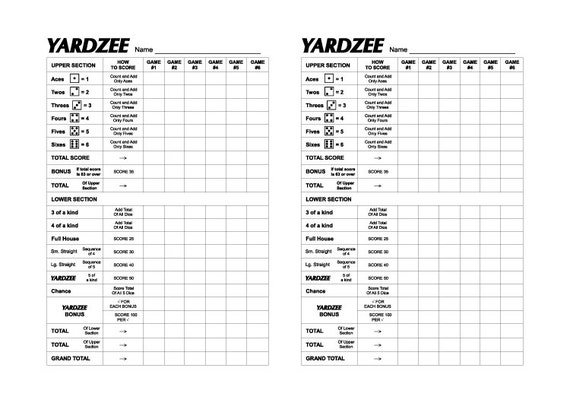 Download Yardzee with Dices frames and score sheet cards DXF SVG PNG eps vinyl for Cricut Design ...