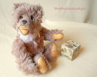 Steiff Cosy teddy bear 60s vintage caramel Dralon plush bear with white bib & open mouth, 8 inch small, highly collectible Steiff animal