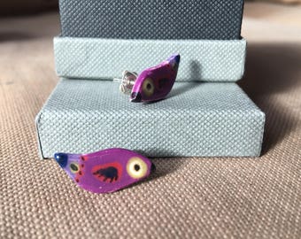 bird ceramic sterling silver earrings
