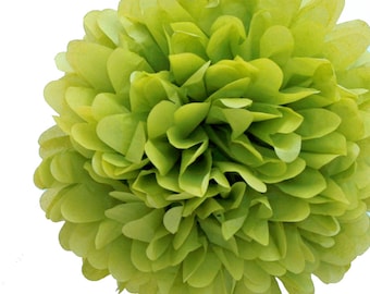 Set of 3 Apple Green Tissue Pom Pom, Green Tissue Paper Pom Poms 14"
