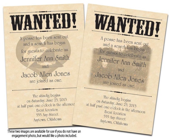 Wanted Poster Wedding Invitations 5