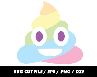 Emoji Mr Poo svg, Emoticon Poop svg, Rainbow svg, Poo svg eps png dxf - Fabric Cut Print Mug Shirt Decal Active