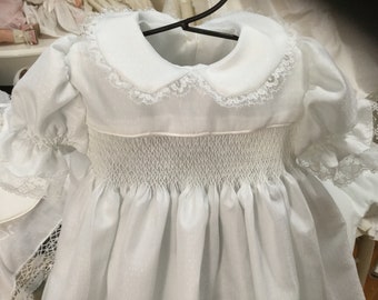 Smocked baby day gown/Baptismal/Christening dress 000