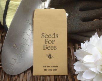 10 x Personalised Wedding Favour Seed Packets - 'Seeds For Bees - Bumble Bee'