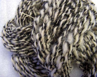 Y248 Hand Processed and Spun Taupe Huacaya Alpaca with Black Boucle