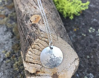 wildflower necklace, flower necklace, flower pendant, nature jewelry, wildflower, wildflowers, wildflower pendant, flowers