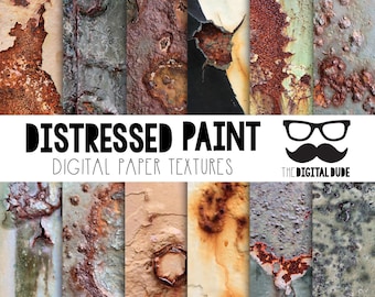 Premium Digital Paper Set, Distressed Paint, Scrapbook Paper, Digital Paper, Distressed Paint Textures, Instant Download