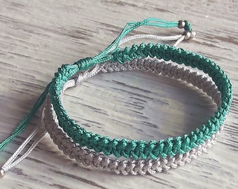 Set of 2 Knotted Bracelets Couple bracelets , Friendship bracelets , Matching Macrame