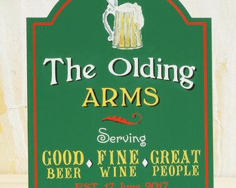 Personalised Bar Sign Custom pub Sign for Home, Wooden Bar Sign, Home Bar Decor Wood Groomsmen Gift Ideas Housewarming gift Man Cave Sign