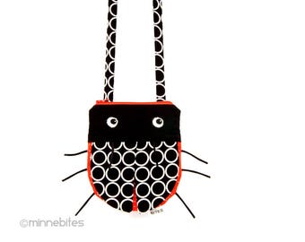 Ladybug Purse - Modern Fun Cross Body Purse - Red Black Lady Bug - Quality Handmade Fabric Purse for Girls - Childrens Bag - Ready to Ship