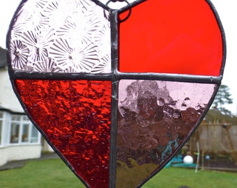 Stained Glass Red Love Heart Light Catcher Sun Catcher Valentine