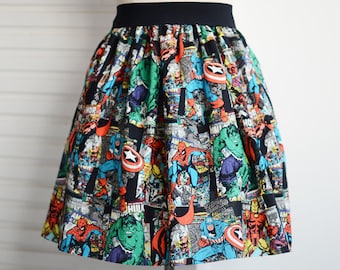 women dress,spider-man full skirt,skater skirt,A-line skirt,2 inch elastic waistband