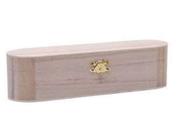 Plain Wooden pencil case box with rounded ends (SINGLE)