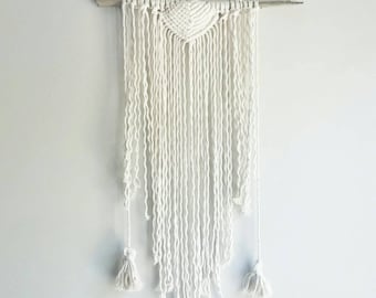 Shabby Chic Wall Hanging- Wall Accent- Bohemian Decor- Dorm Decor~ Planter~ Modern Macrame- White Wall Accent- Boho Home Decor- BohoChic