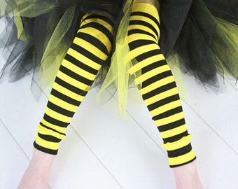 Black and Yellow Striped Girls Leg Warmers