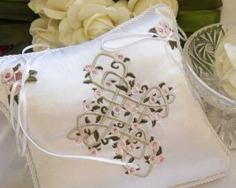 Celtic Cross Knot Embroidered Ringbearer Ring Pillow