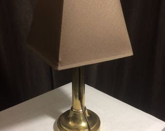 Very modern candle holder / lamp made from a vintage brass candle holder