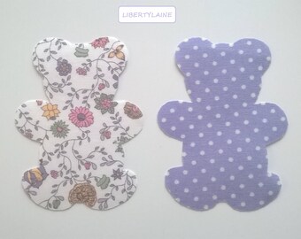 Applied two seconds large bears fabric purple with polka dots and liberty
