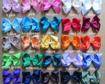 10% off Set of 25 - 6" big girl bows - dollar hair bows - girl bows, 25 colors to pick bows for girl, big bows, large bows, 6" school bows