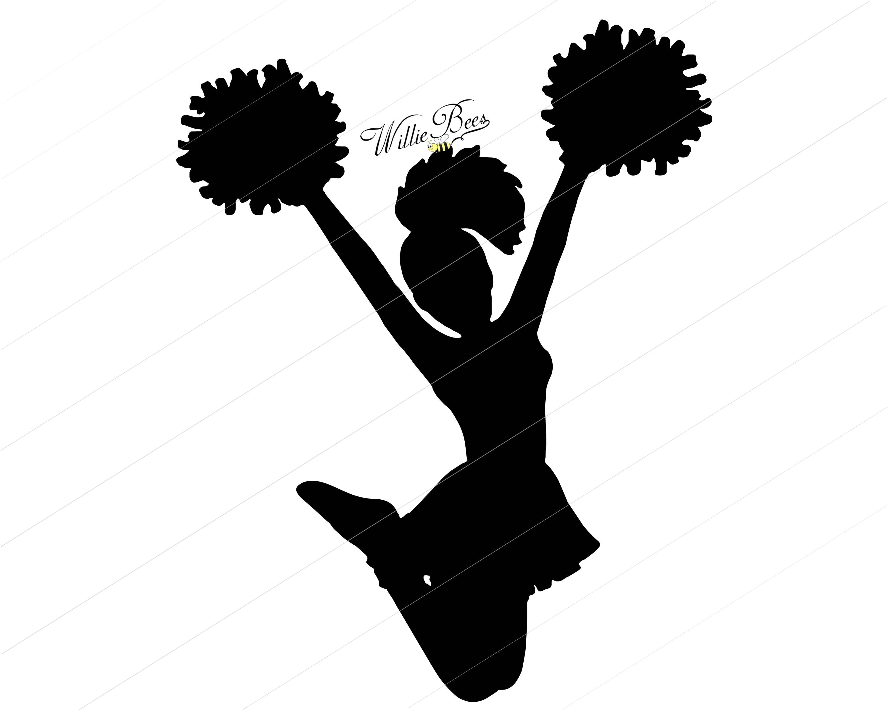 Download Cheerleader SVG Silhouette Clipart Cheerleader Girl Jumping